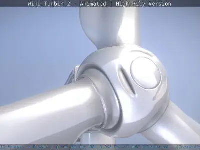 Animated Wind Turbin 2 - High-Poly Version 3D model