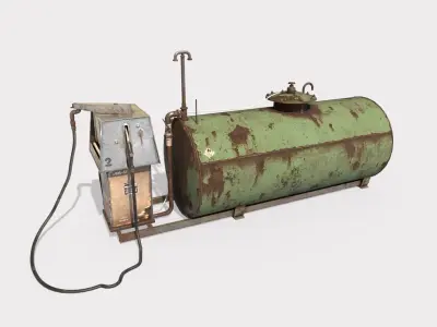 Old Gas Pump and Gas Tank 3D model