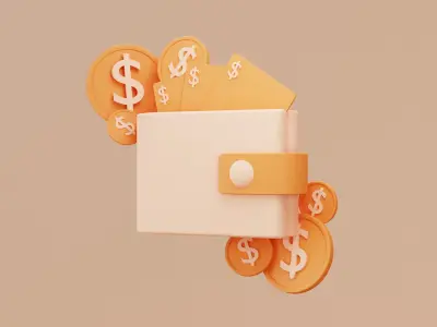 3D Illustration wallet with dollar money 3D model