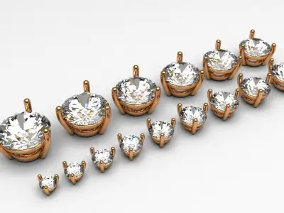 A package of solitaire ring heads engagement 3 prong printable 3D print model