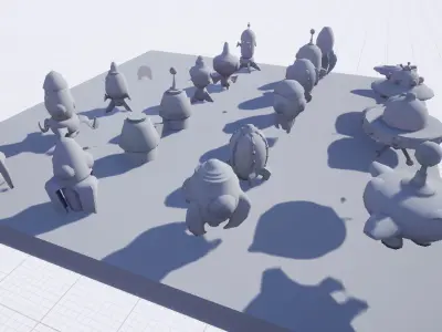 Cartoon SpaceShip Pack Low-poly 3D model