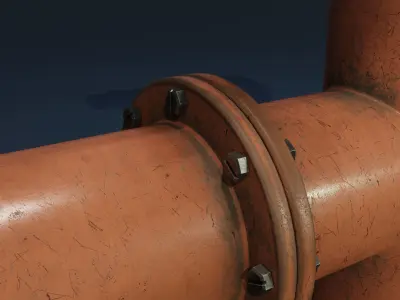 industrial pipes - used look - PBR - low poly  Low-poly 3D model