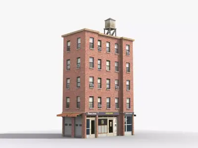 Apartment Building x16 Low-poly 3D model