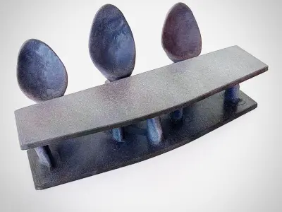 Custom Set Courtroom Table and 3x Chairs 3D print model
