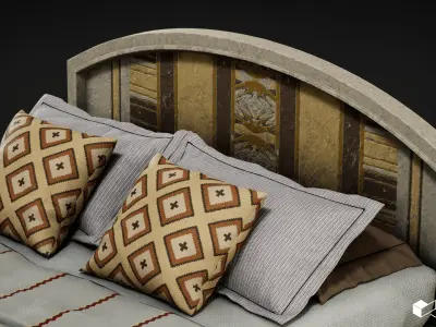 Bed- Ethnic Stone Low-poly 3D model