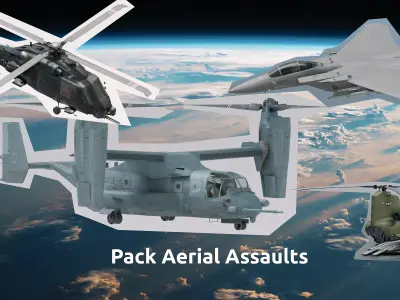 Pack Aerial Assaults Aircrafts - 10 Aircrafts Low-poly 3D model
