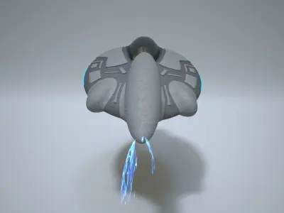Spaceship Low-poly 3D model 2