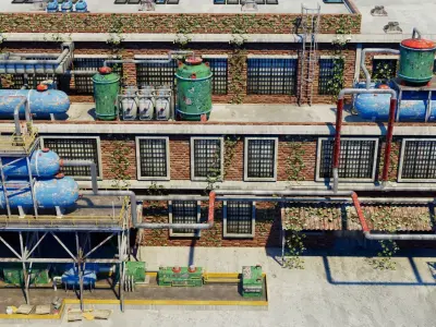 3D Refinery Low-poly 3D model