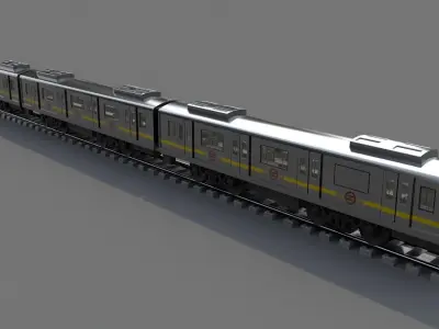 Delhi Metro with track  Low-poly 3D model