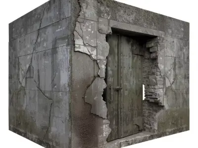 Destroyed Military Concrete Bunker model  Low-poly 3D model