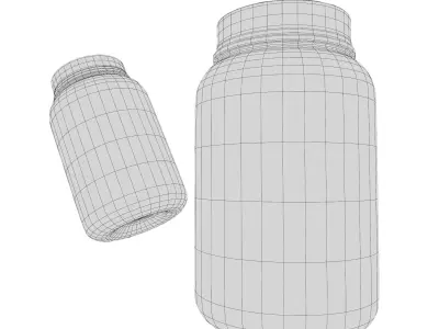 Plastic Whey Supplement Pot Packaging 3D Model 3D model