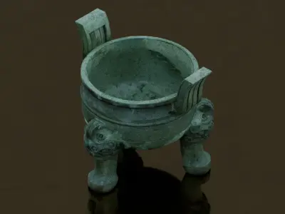 Traditional Chinese bronze ding Low-poly 3D model
