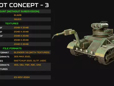 Robot Concept-3-Forest-Dirty Low-poly 3D model