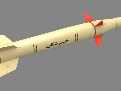 Kheibar Shekan-2 Iranian Ballistic Missile Low-poly 3D model