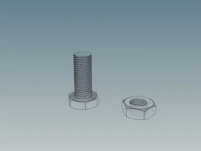 Screw with Nut M8X1-0 Free 3D model