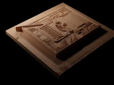 Typewriter CNC 3d Print High Relief Sand Casting 3D print model