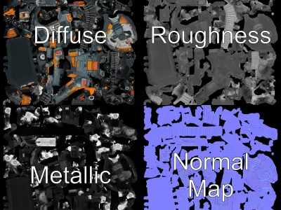 Futuristic Battle Tank model pack Low-poly 3D model purchase