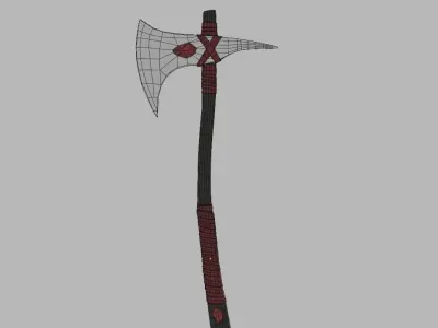 Axe Weapon With Blood Crystals low-poly game ready PBR Low-poly 3D model