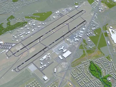 McGhee Tyson Airport Knoxville 10km Low-poly 3D model