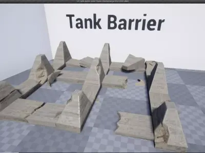 Low Poly Tank Barrier Free low-poly 3D model