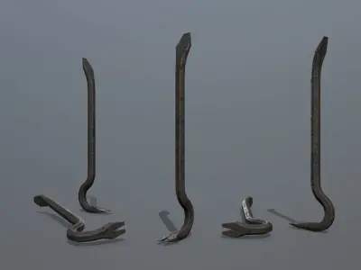 Crowbar metal stick Low-poly 3D model