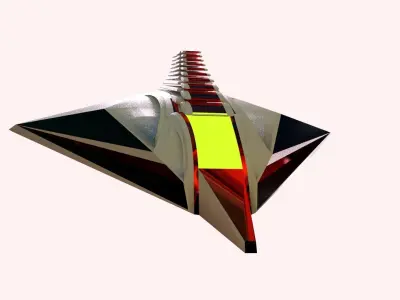 low poly spaceship triangular Free low-poly 3D model