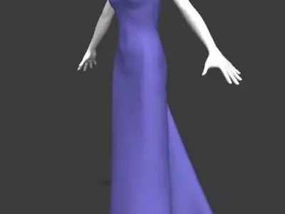 Woman lavender gown Low-poly 3D model