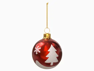 Red Christmas Ornament Pine Tree Motif &amp;ndash; Christmas Decoration 3D model