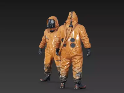 Post-Apocalyptic Hazmat Suit Character  Game Ready Survival Gear 3D model
