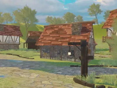 Scenic Coastal Village 3D model