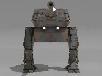 Destroyer Mech Walker with RIG and LOWPOLY Forest Camo Low-poly 3D model