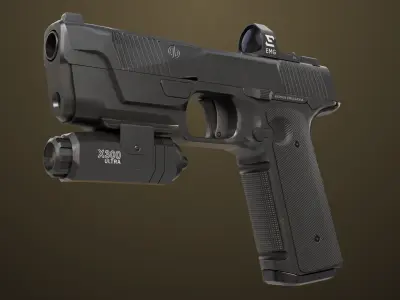 Pistol 03 Black Generic All PBR Unity UE Textures Low-poly 3D model