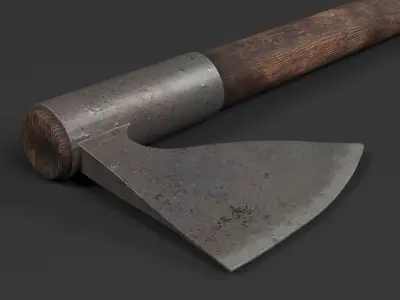 Medieval One-Handed Axe  Game-Ready PBR Weapon Low-poly 3D model