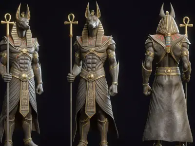 Egyptian Statue Anubis Low-poly 3D model