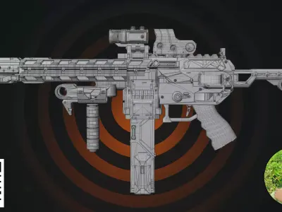 Tactical Cyberpunk SMG 3D model purchase