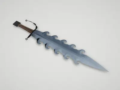 Game asset Silver Wave-Engraved Sword 3D model