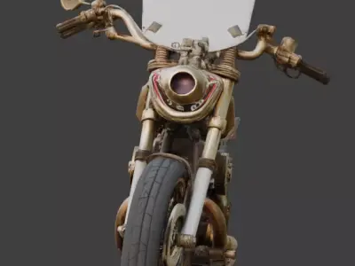 Steampunk Mechanical Dragon Chopper Motorcycle Low-poly 3D model