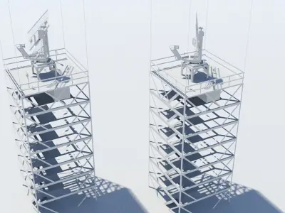 Airport Rotating Radar Tower Antenna  Low-poly 3D model