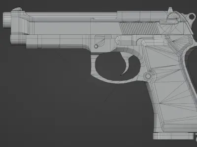 Beretta M9 Low-poly 3D model 2