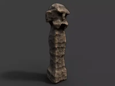 High Slavic Wooden Medieval Settlement Totem Statue Low-poly 3D model