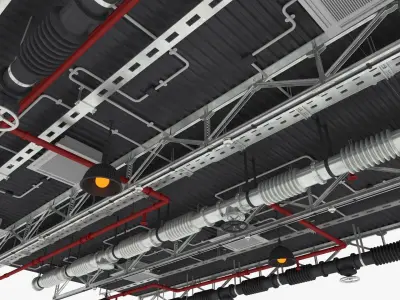 Ceiling Ventilation Pipes 4 3D model