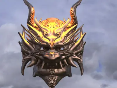 Red Ronin  Dragon mask 3D model