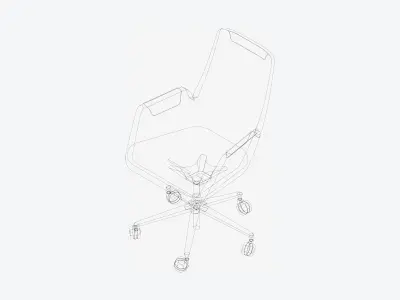 Furniture - Chair - Contemporary - High - Swivel - Star Castors Low-poly 3D model
