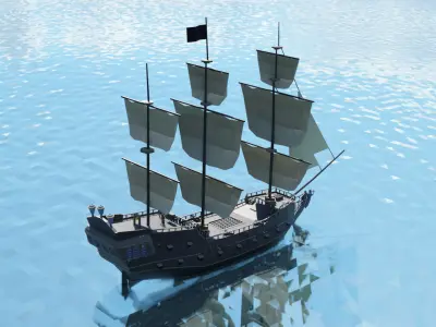 Pirate Galleon  Low Poly Low-poly 3D model