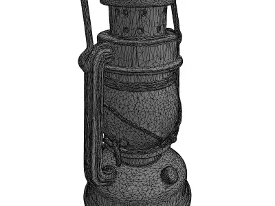 Vintage Kerosene Oil Lantern Low-poly 3D model