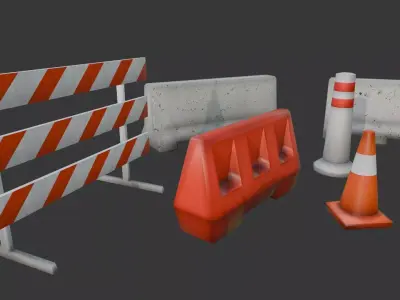 Road Barriers Game-Ready Pack Low-poly 3D model