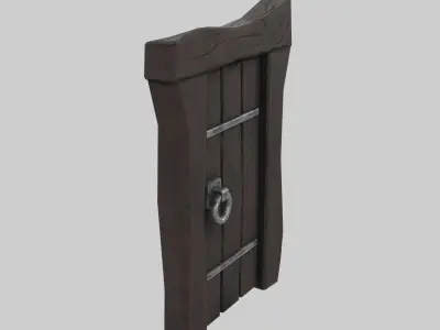 Stylized Wooden Door Low-poly 3D model