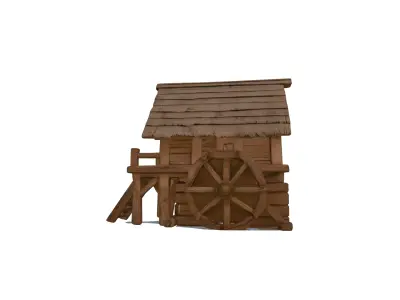 Wooden House 3D Model Low Poly PBR Textured GameReady  Low-poly 3D model