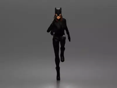 Batwoman leaps into the night wearing cowl cape gloves and boots 3D print model