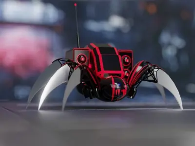 Robot Spider Low-poly 3D model get